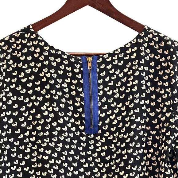 Maeve by Anthropologie Linosa Heart Print 100% Silk Blouse Small Valentines Day - Picture 4 of 7